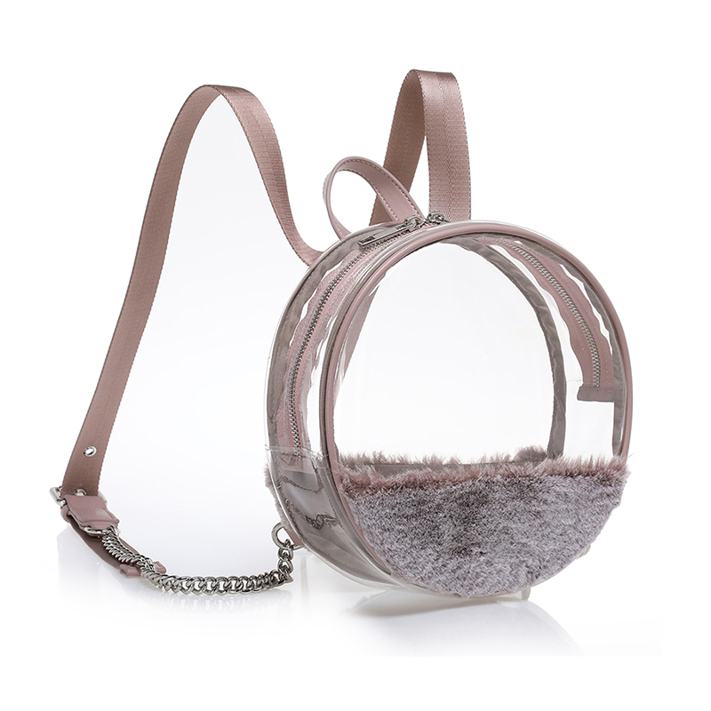 ODM Eco-friendly Clear TPU fur round fashion backpack