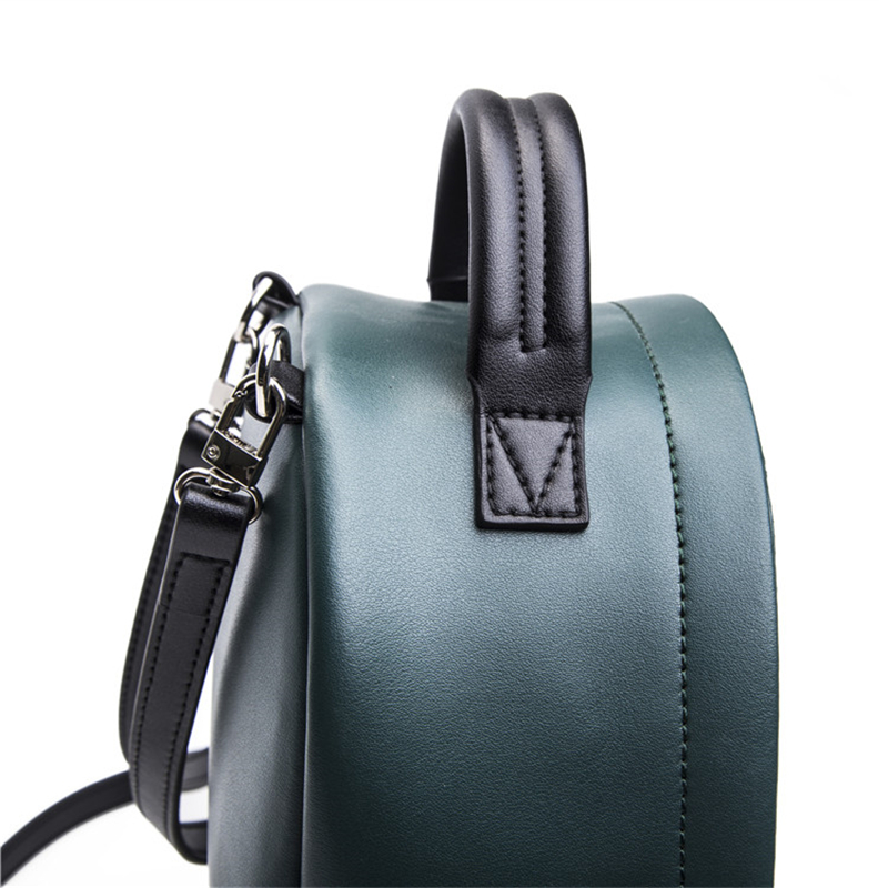 Custom fashion pink and green brand calf leather mini backpack