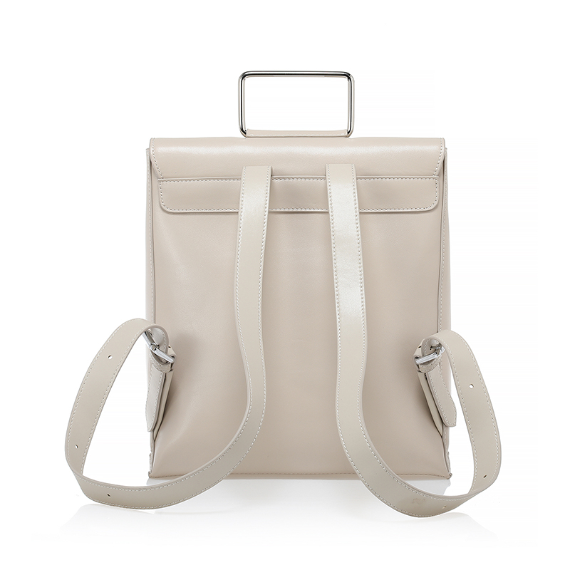 2020 new white color calf leather backpack with metal handle