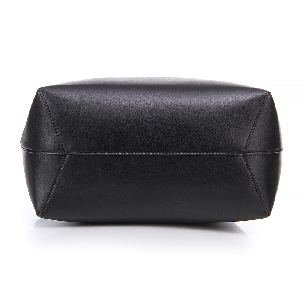 Custom Plain Calf Leather women bucket handbag set