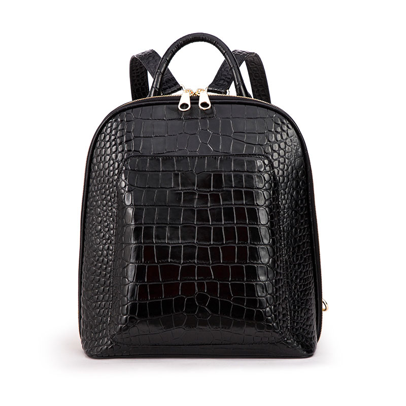 Custom Croco embossed leather ladies backpack