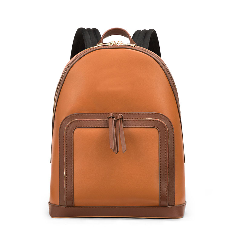 Custom Brown Color Genuine Leather Women Leather Backpack