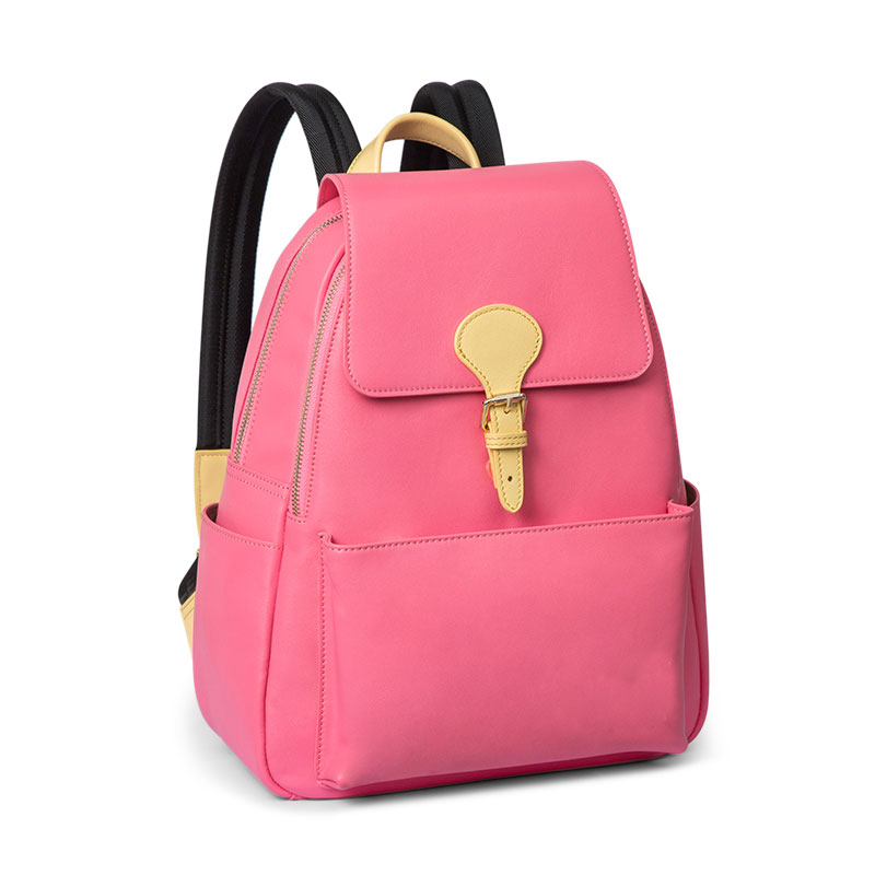 Custom Fashion Pink Color Genuine leather backpack for young girl