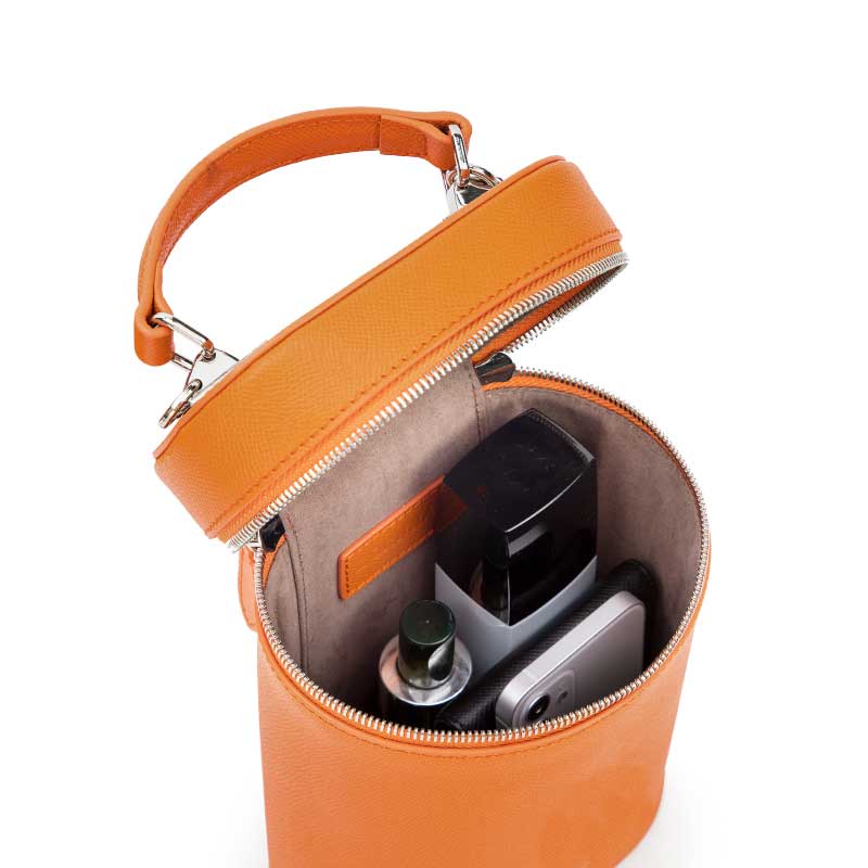 2021 orange color genuine leather bucket Bag for ladies with custom logo