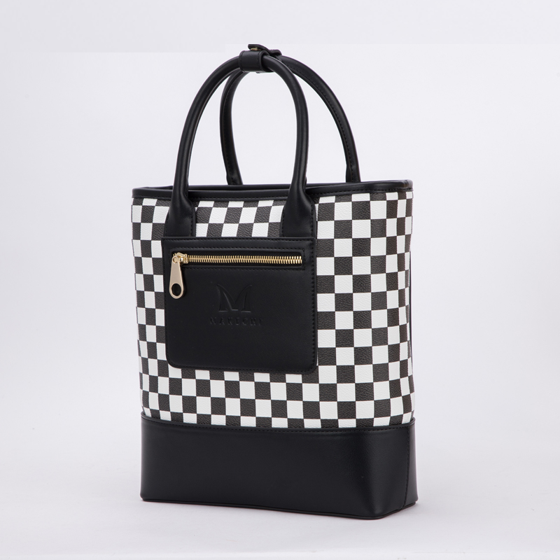 Genuine Leather Checkerboard Backpack for Women
