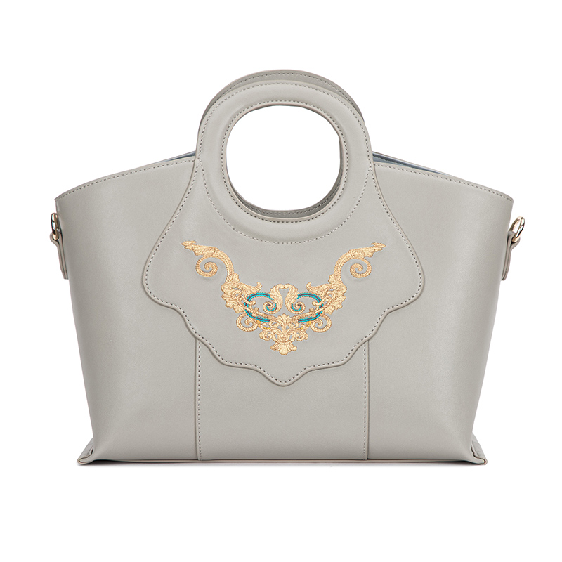 CUSTOM NEW GREY LEATHER TOTE BAG IN ITALY