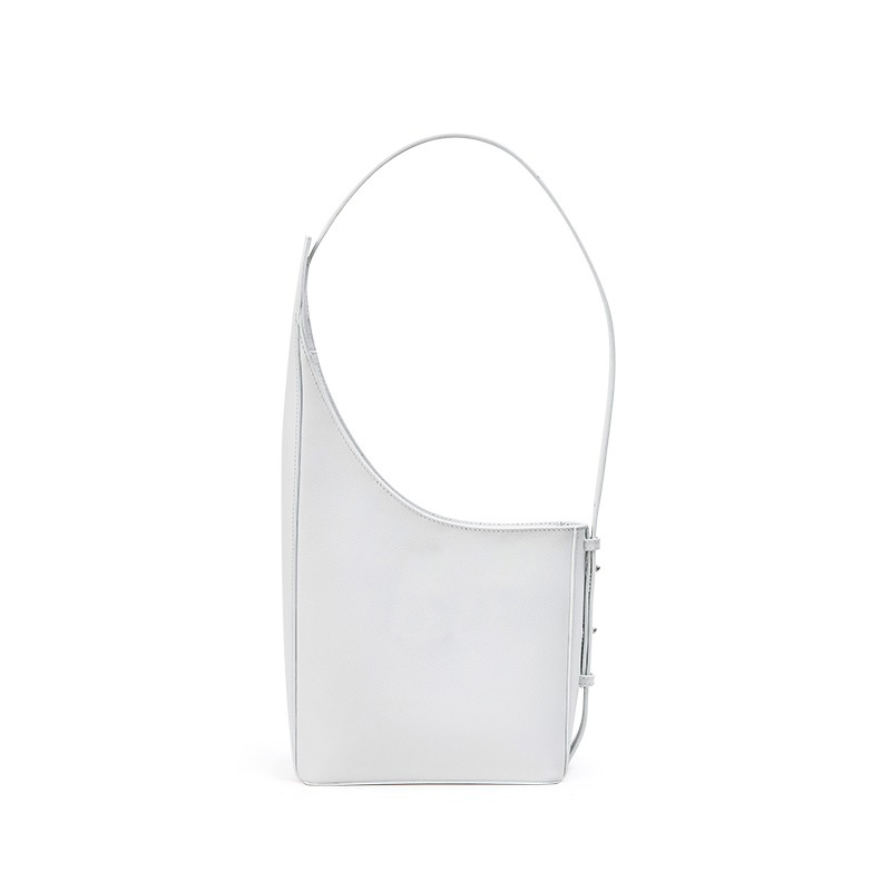 White Leather Semi-rigid Shoulder Bag Can Be Customized with Logo