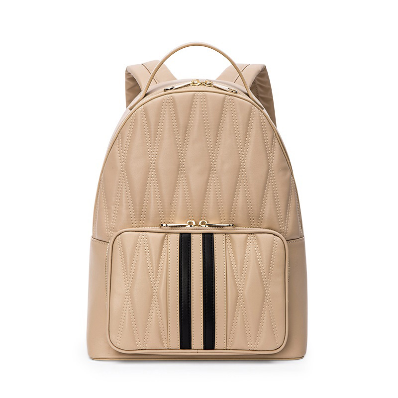 Apricot Striped School Backpack with Customizable Logo
