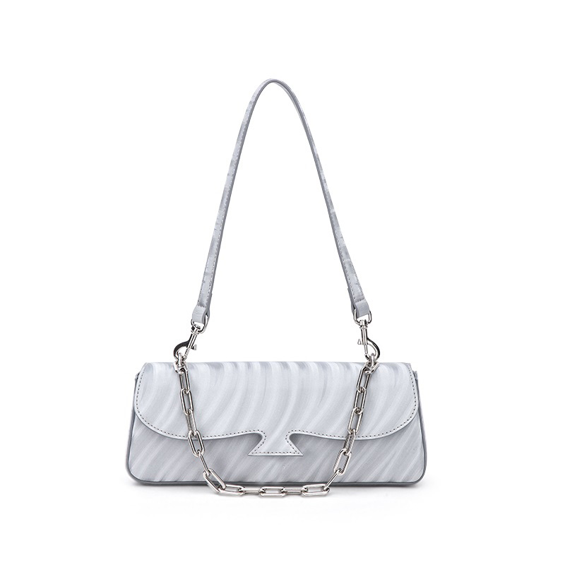 Women’s Striped Leather Shoulder Daily Bag