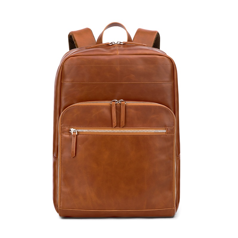 Brown Vegan Leather Minimalist Travel Backpack