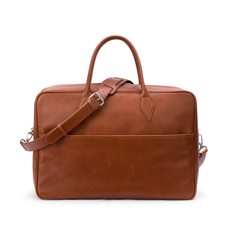 Brown Vegan Leather Vintage Briefcase with Straps
