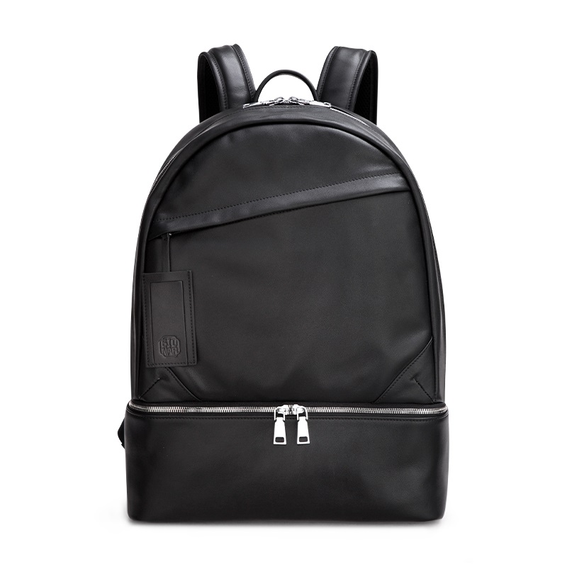 Black Vegan Leather School Backpack