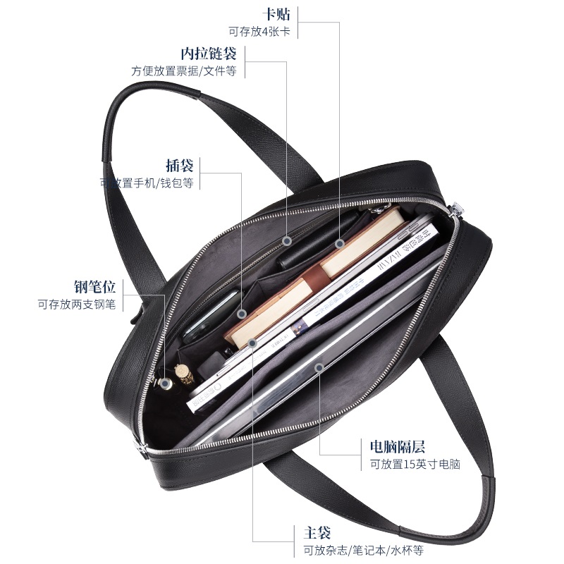 Black Saffiano Luxury Briefcase For Men
