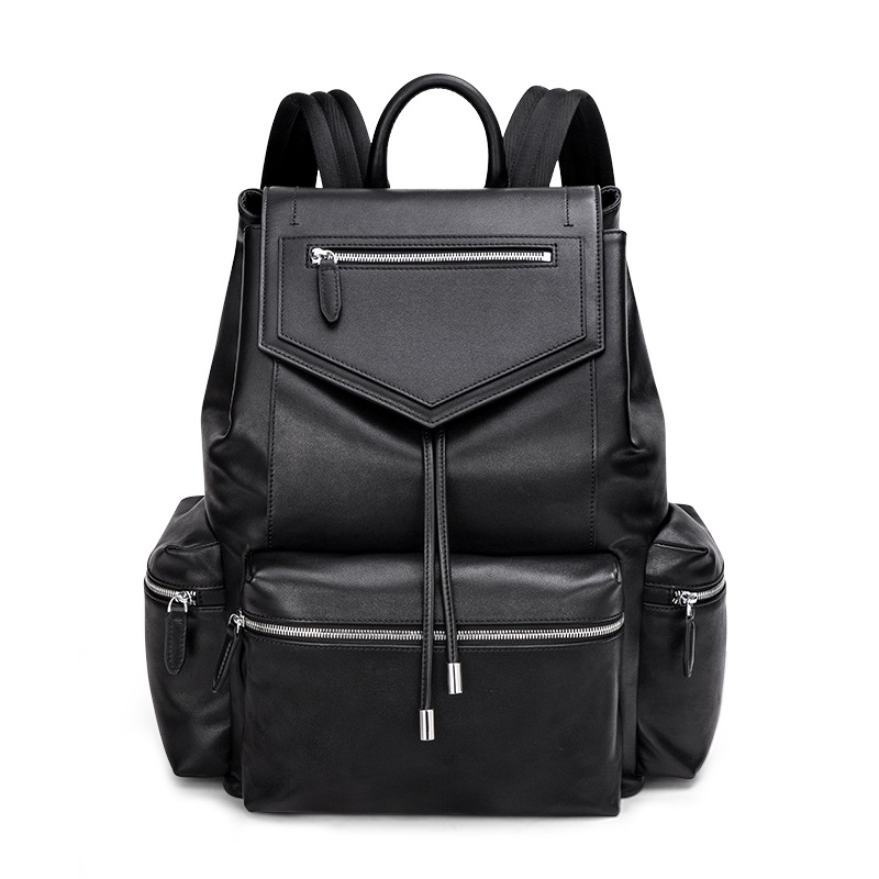 Black Full Grain Leather Backpack