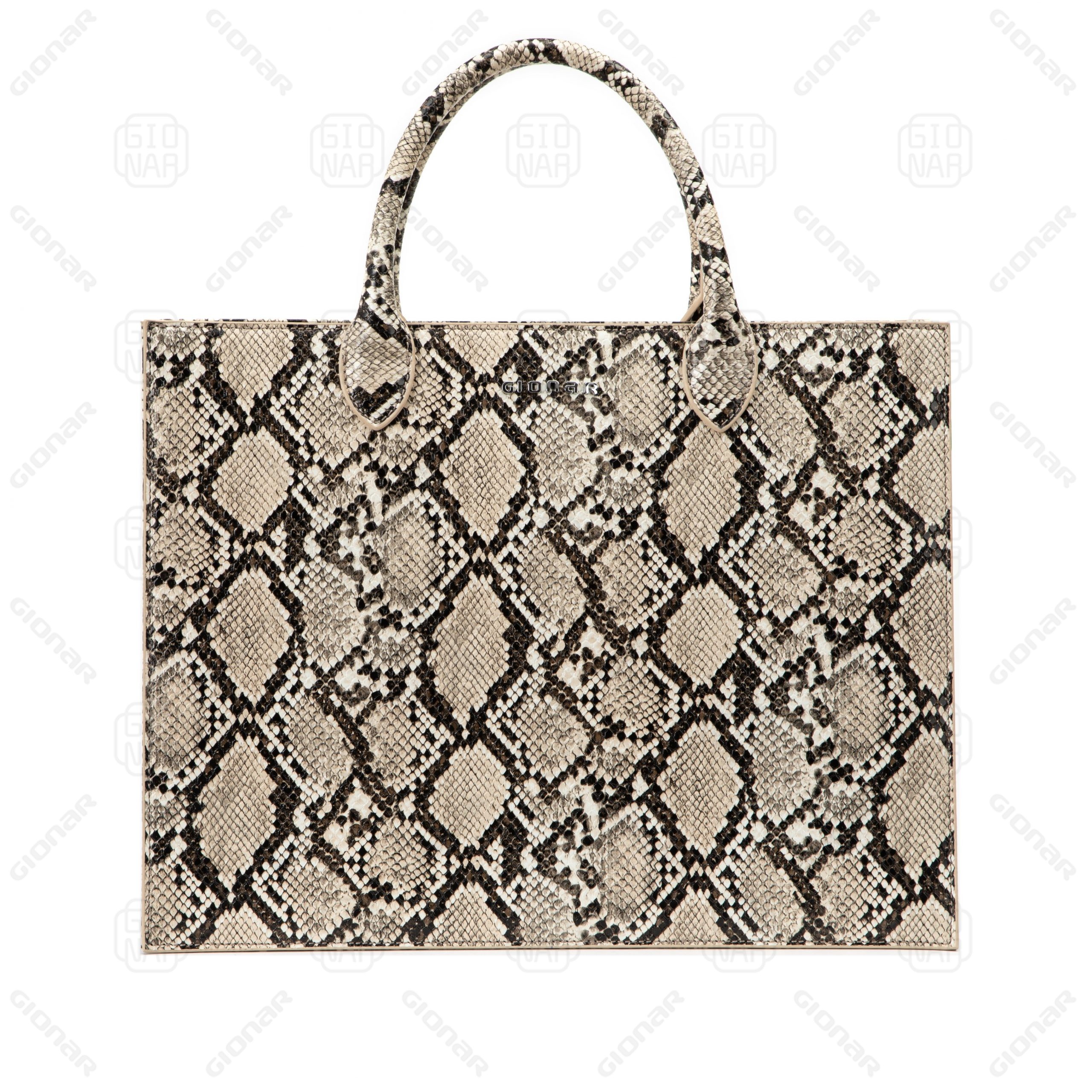 Snake Printing leather tote handbag