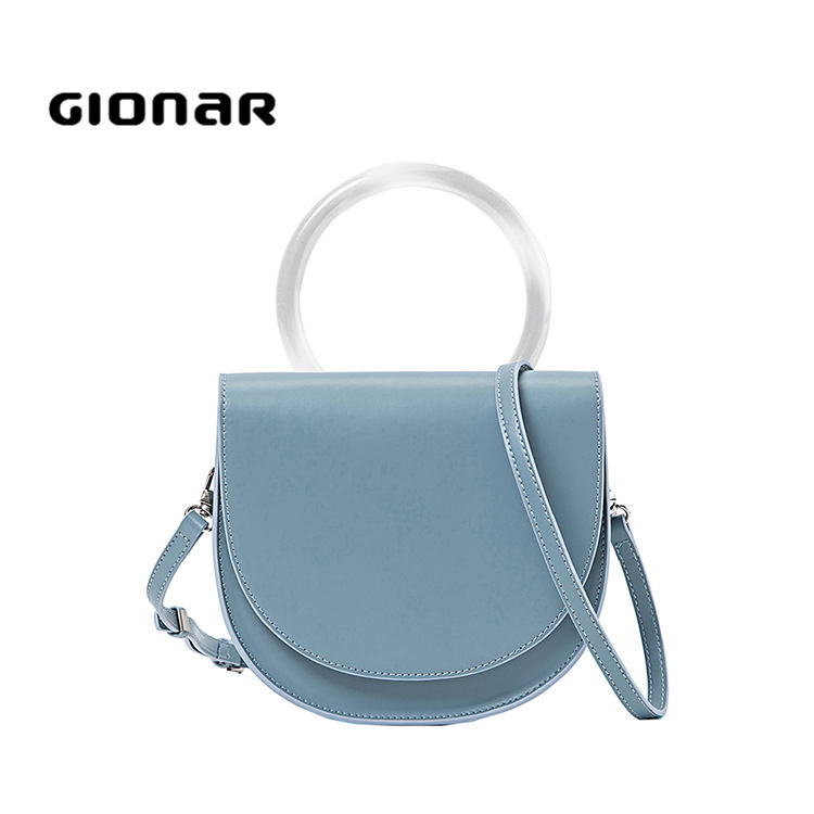 Fashion acrylic handle round shoulder crossbody bag