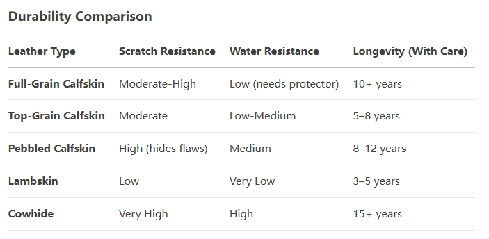 How durable is calfskin leather?