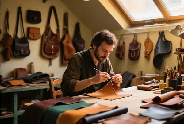 The craftsmanship of leather bags in the Florence market