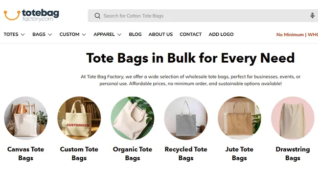 Tote bag factory in USA