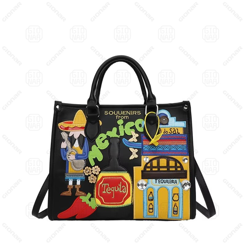 Custom ladies applique tote bag for women high quality