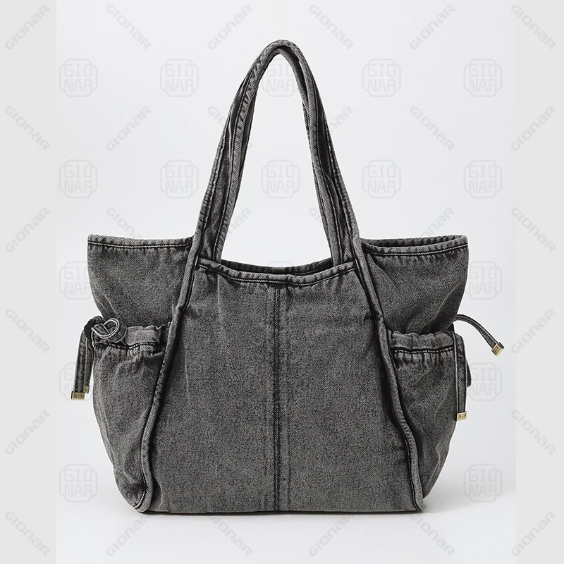 LARGE CAPACITY WASHED DENIM TOTE BAG