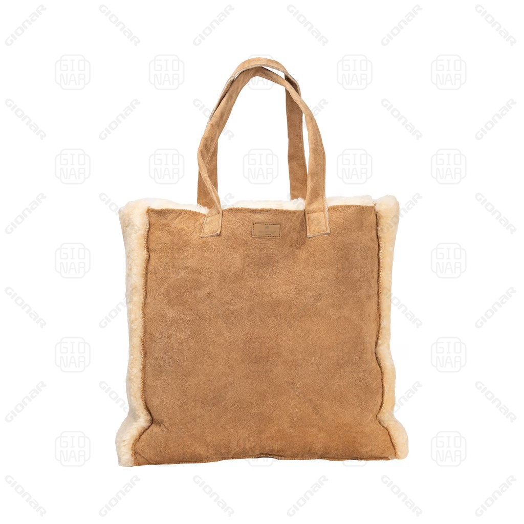 Luxury shearling wool tote bag Customize laides sheepskin purse