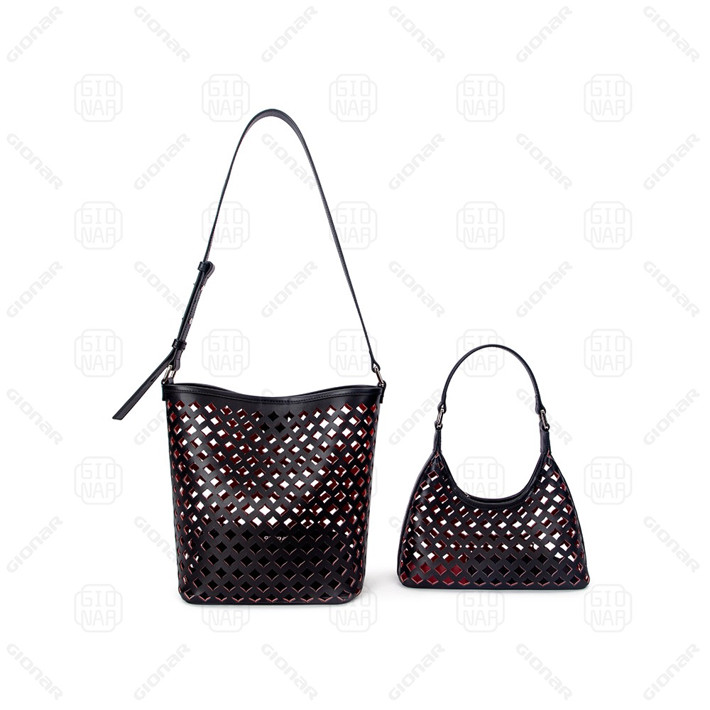 Custom Hollow-out Handbag Genuine Leather Luxury Bucket Bag Vacation Beach Purse